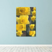 ゴールデンクラウンナルシサス(水仙)写真コラージュ キャンバスプリント (インサイチュ (ウッドフロア))