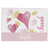 ゴールデンクラウンハート赤面水の色モノグラムの ラージペーパーバッグ (裏面)