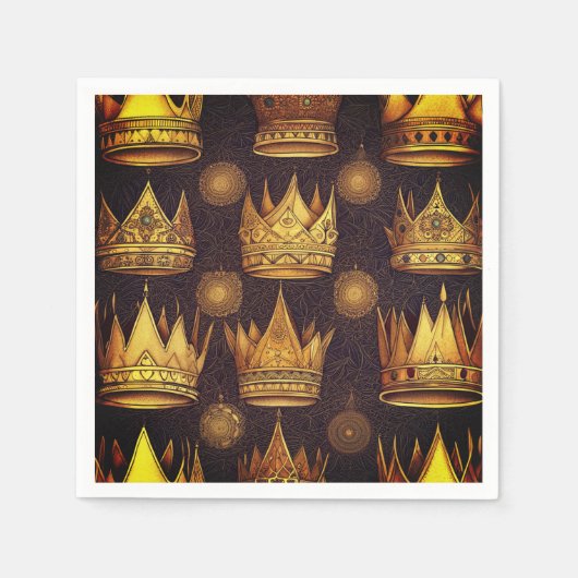 ゴールデンクラウン模様 スタンダードカクテルナプキン (正面)