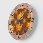 ゴールデンクラウン模様 ラージ壁時計 (傾斜)