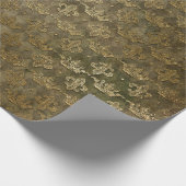 ゴールデンクラウン王室のデップグリーングランジーベルベット ラッピングペーパー (角)