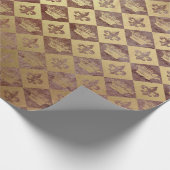 ゴールデンクラウン王室のブルゴーンドベルベットチェスボード ラッピングペーパー (角)