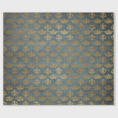 ゴールデンクラウン王室の紙吹雪グレーブルーベルベット ラッピングペーパー (フラット)