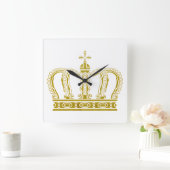 ゴールデンクラウン+あなたのアイディア スクエア壁時計 (ホーム)
