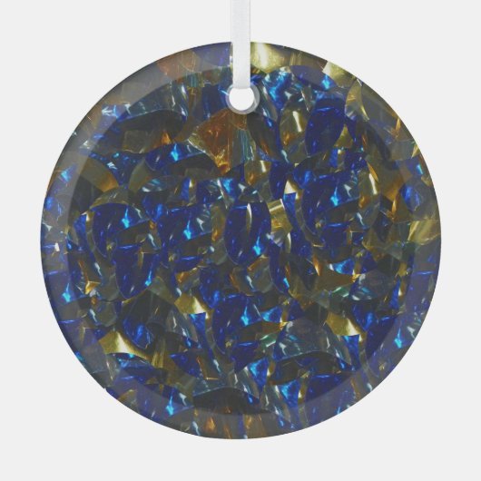 ゴールデンクリスタルブルーサークルオーナメント ガラスオーナメント (正面)