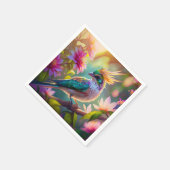 ゴールデンクリステッドグリーンヘディングフィンチファンタジー鳥 スタンダードカクテルナプキン (角)