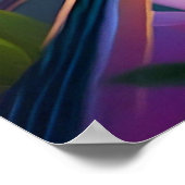 ゴールデンクリステッドグリーンヘディングフィンチファンタジー鳥 ポスター (角)