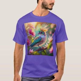 ゴールデンクリステッドグリーンヘディングフィンチファンタジー鳥 Tシャツ