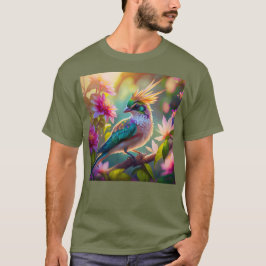 ゴールデンクリステッドグリーンヘディングフィンチファンタジー鳥 Tシャツ