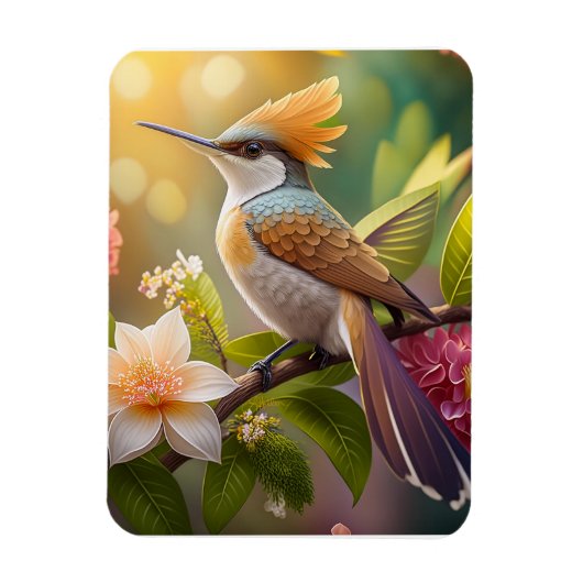ゴールデンクリステッドファンタジー鳥 マグネット (縦)