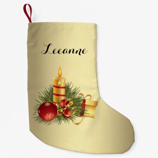 ゴールデンクリスマスの名前 スモールクリスマスストッキング (正面)