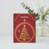ゴールデンクリスマスの輝き ✨ 高級ホリデーツリーの装飾 ポストカード (スタンド正面)