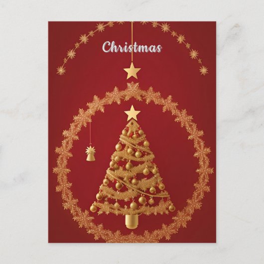 ゴールデンクリスマスの輝き ✨ 高級ホリデーツリーの装飾 ポストカード (正面)