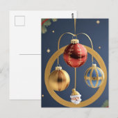 ゴールデンクリスマスの飾り付け ポストカード (正面/裏面)