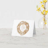 ゴールデンクリスマスエンジェル – リース – メリークリスマス カード (黄色い花)