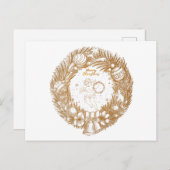 ゴールデンクリスマスエンジェル – リース – メリークリスマス シーズンポストカード (正面/裏面)