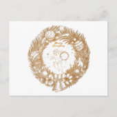 ゴールデンクリスマスエンジェル – リース – メリークリスマス シーズンポストカード (正面)