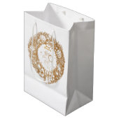 ゴールデンクリスマスエンジェル – リース – メリークリスマス ミディアムペーパーバッグ (正面アングル)