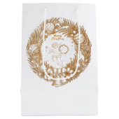 ゴールデンクリスマスエンジェル – リース – メリークリスマス ミディアムペーパーバッグ (裏面)