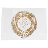 ゴールデンクリスマスエンジェル – リース – メリークリスマス ラージペーパーバッグ (裏面)