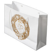 ゴールデンクリスマスエンジェル – リース – メリークリスマス ラージペーパーバッグ (正面アングル)