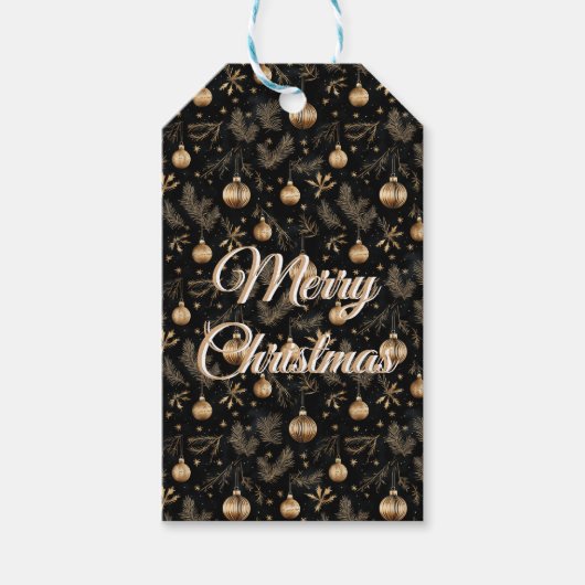 ゴールデンクリスマスオーナメントズパインスティーンズホリデイ ギフトタグ (正面)