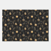 ゴールデンクリスマスオーナメントズパインスティーンズホリデイ ラッピングペーパーシート (正面3)