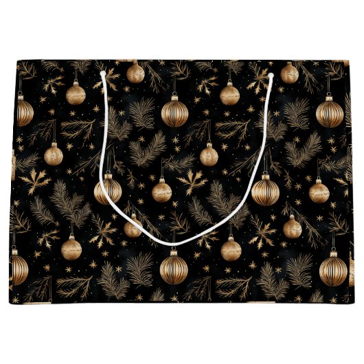 ゴールデンクリスマスオーナメントズパインスティーンズホリデイ ラージペーパーバッグ (正面)