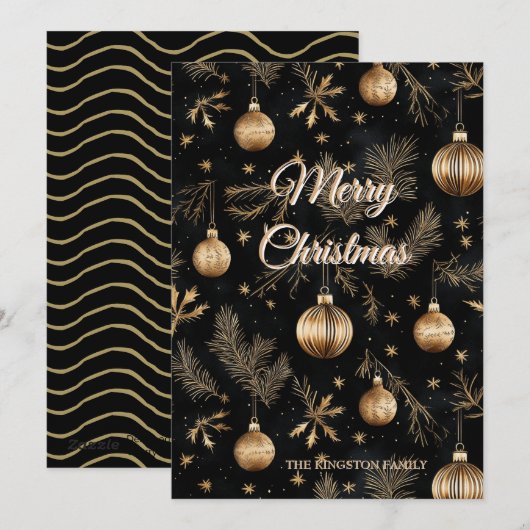 ゴールデンクリスマスオーナメントパインニードル シーズンカード (正面/裏面)