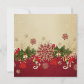 ゴールデンクリスマスオーナメントレッドブライダルシャワー 招待状 (裏面)