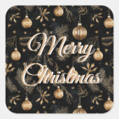ゴールデンクリスマスオーナメント松の葉ホリデー スクエアシール (正面)