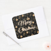 ゴールデンクリスマスオーナメント 松の葉 ホリデー スクエアシール (封筒)