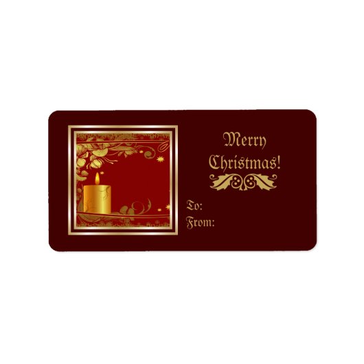 ゴールデンクリスマスキャンドルと花カスタム製品 ラベル (正面)