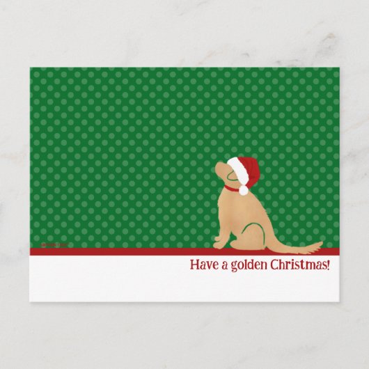 ゴールデンクリスマスグリーンのはがきを持っている ポストカード (正面)