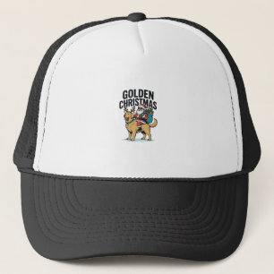 ゴールデンクリスマスサンタクロース乗馬レトリーバーTシャツデザイン キャップ