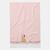 ゴールデンクリスマスサンタ犬のキッチンタオルを持っている キッチンタオル (縦)