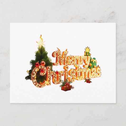 ゴールデンクリスマスススススパークル – フェスティバルツリー シーズンポストカード (正面)