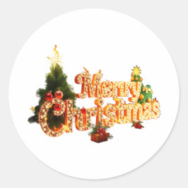 ゴールデンクリスマスススススパークル – フェスティバルツリー ラウンドシール