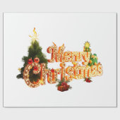 ゴールデンクリスマスススススパークル – フェスティバルツリー ラッピングペーパー (フラット)