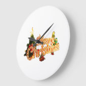 ゴールデンクリスマスススススパークル – フェスティバルツリー ラージ壁時計 (傾斜)