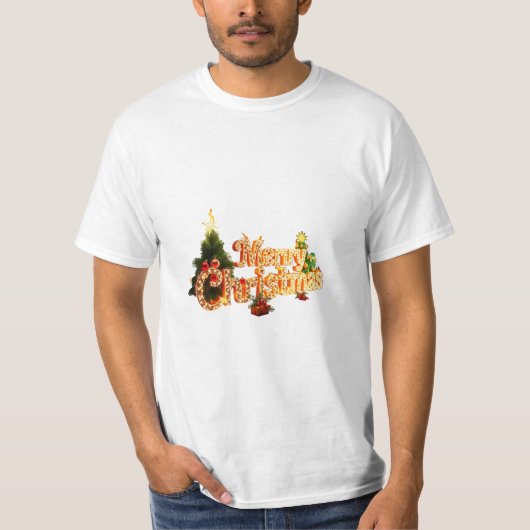 ゴールデンクリスマスススススパークル – フェスティバルツリー Tシャツ (正面)