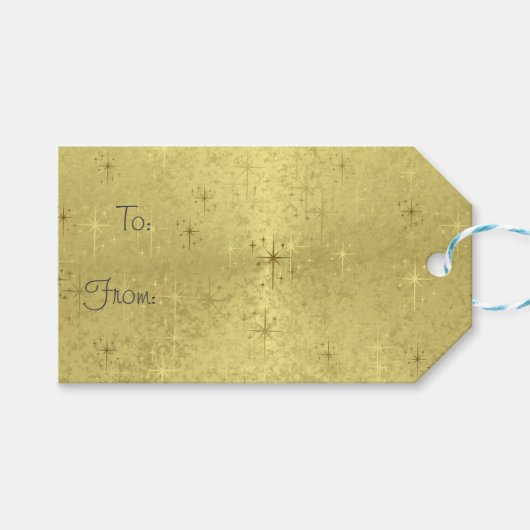 ゴールデンクリスマススターズホリデーギフトラベル ギフトタグ (正面(横))