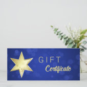 ゴールデンクリスマススターブルー《写真》ぼけ味ギフト証明書 (スタンド正面)