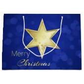ゴールデンクリスマススターブルー《写真》ぼけ味 ラージペーパーバッグ (正面)