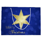 ゴールデンクリスマススターブルー《写真》ぼけ味 ラージペーパーバッグ (裏面)