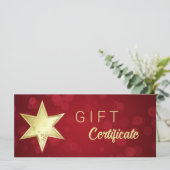 ゴールデンクリスマススターレッド《写真》ぼけ味ギフト証明書 (スタンド正面)
