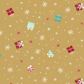 ゴールデンクリスマススター、ギフト、雪片 ラッピングペーパー