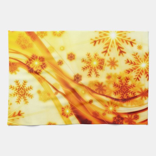 ゴールデンクリスマススノーフレーク キッチンタオル (横)