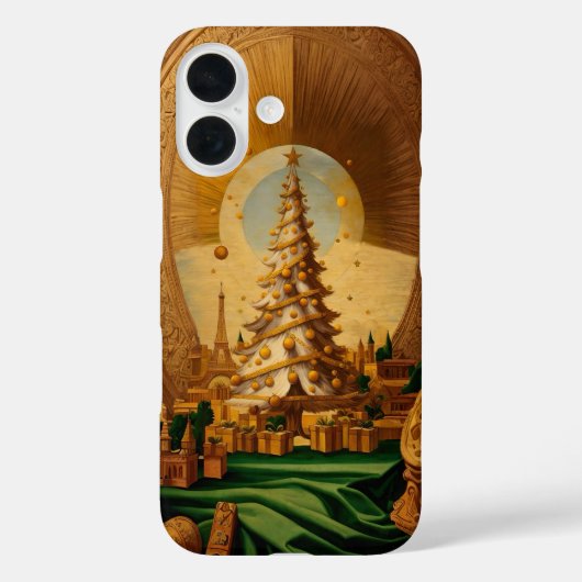 ゴールデンクリスマスツリーとエッフェルタワー Case-Mate iPhoneケース (裏面)
