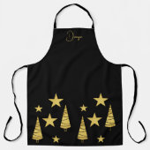 ゴールデンクリスマスツリーとスターモノグラムのズ エプロン (正面)